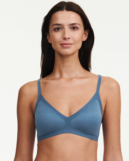 Undertøy bralette topp, dame norge, chantelle, softstretch stripes, blå jeans