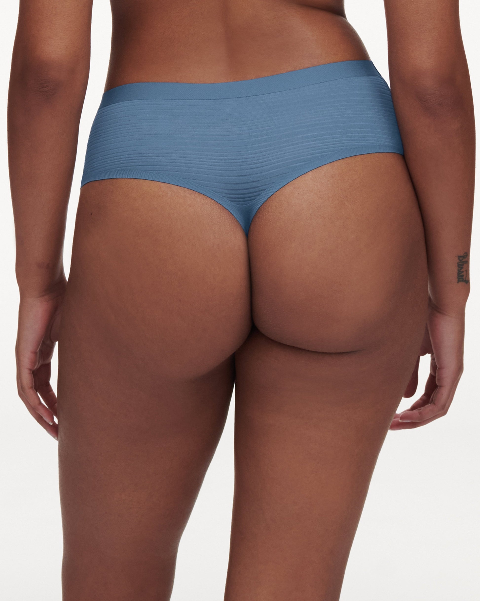 Undertøy thong high waist, dame norge, chantelle, softstretch stripes, blå jeans