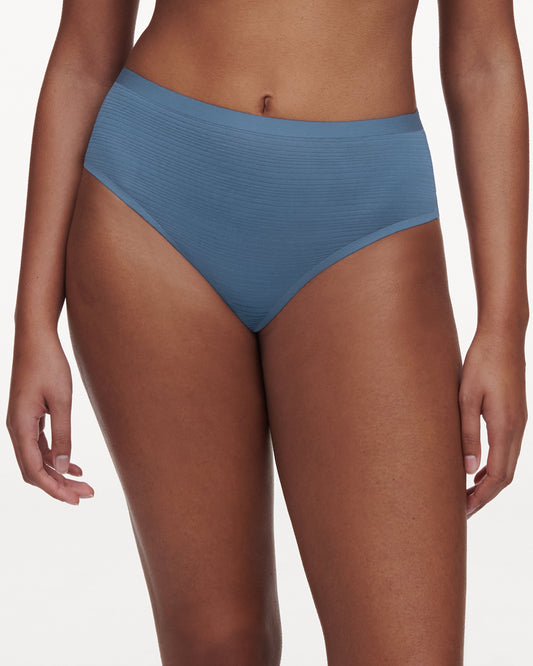 Undertøy thong high waist, dame norge, chantelle, softstretch stripes, blå jeans