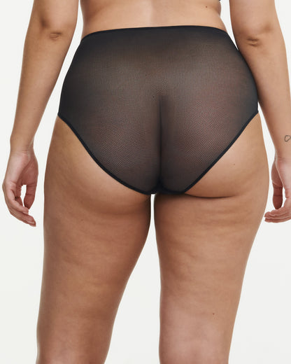 Undertøy high waist truse høyt liv, norge dame, chantelle pulp, svart broderi