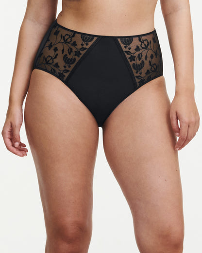 Undertøy high waist truse høyt liv, norge dame, chantelle pulp, svart broderi