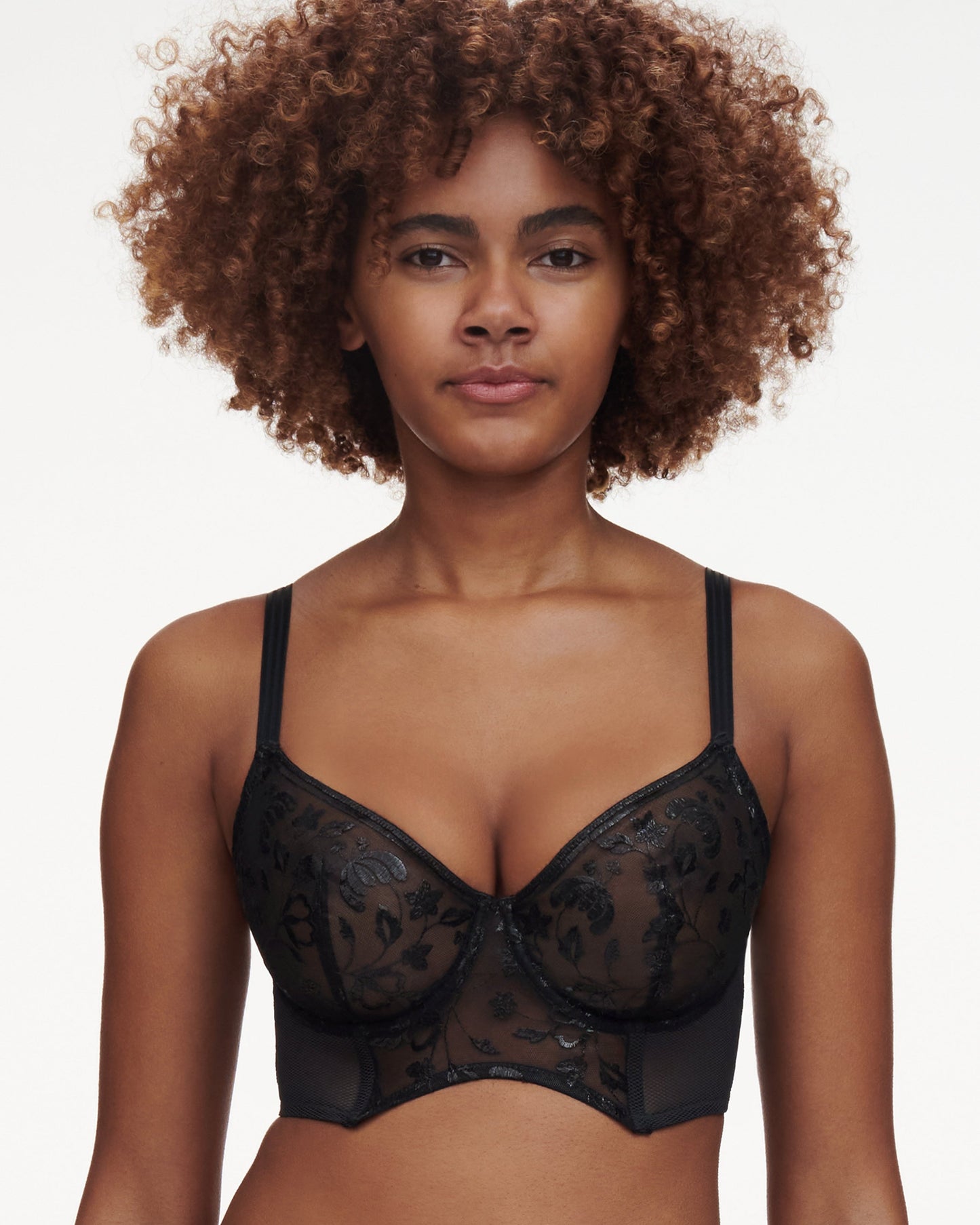 Undertøy bustier BH-topp korsett, norge dame, chantelle pulp, svart broderi