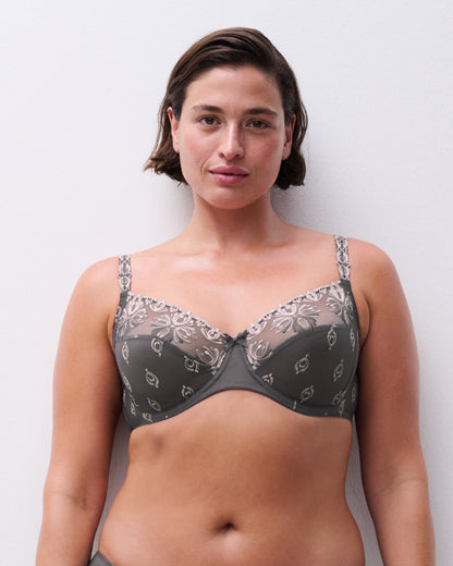 BH full cup 3-part covering, Chantelle Champs Elysées grå grey blushed ash, Undertøy Frilin Norge