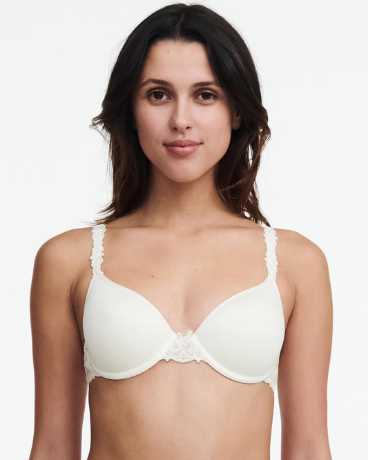T-skjorte-BH full cup glatt foam multifunksjonelle stropper, cross back halter neck, Chantelle Champs Elysées ivory hvit, Undertøy Frilin Norge