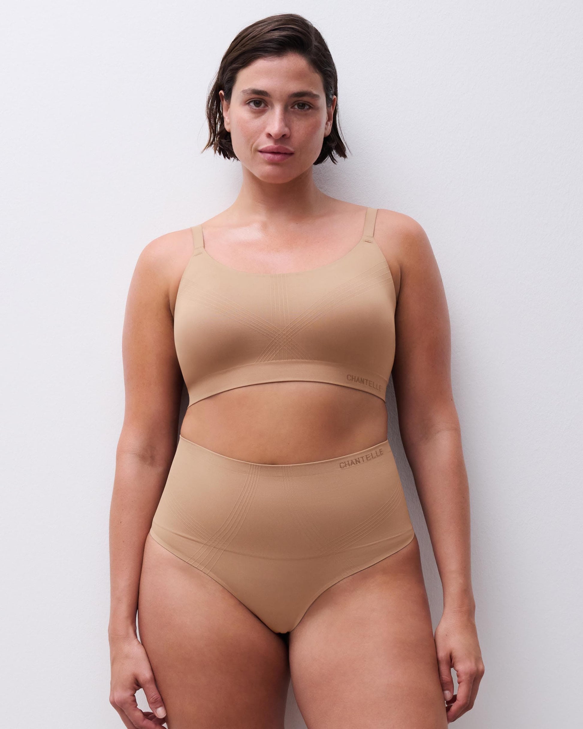 Thong shapewear hold-in high waist string høyt liv, undertøy norge dame, chantelle, nude beige brun terracotta