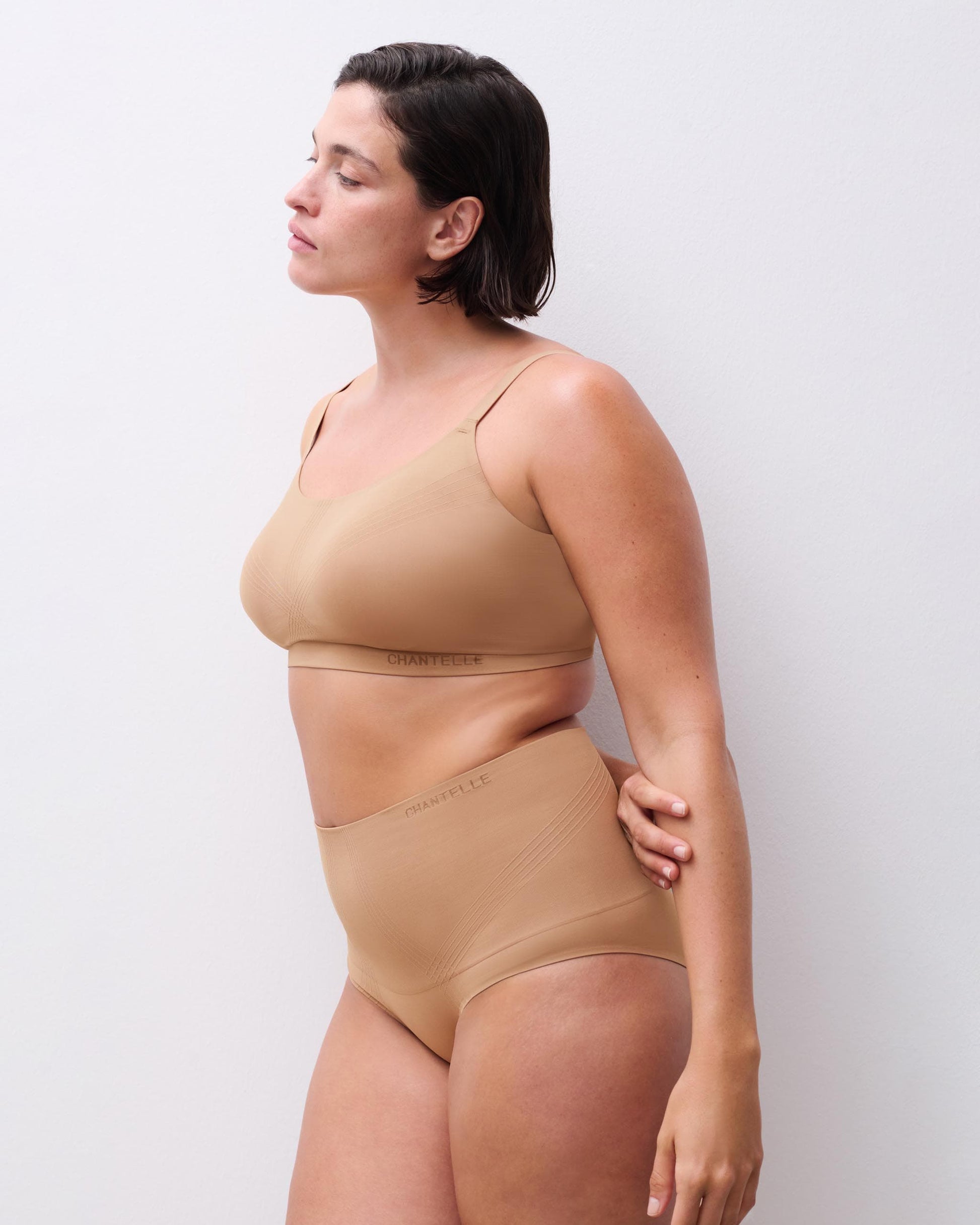 Truse høyt liv shapewear hold-in high waist brief, undertøy norge dame, chantelle, beige brun terracotta
