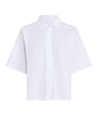 Calvin Klein skjorte bomull, nattøy pysjamas loungewear, hvit white cotton poplin shirt