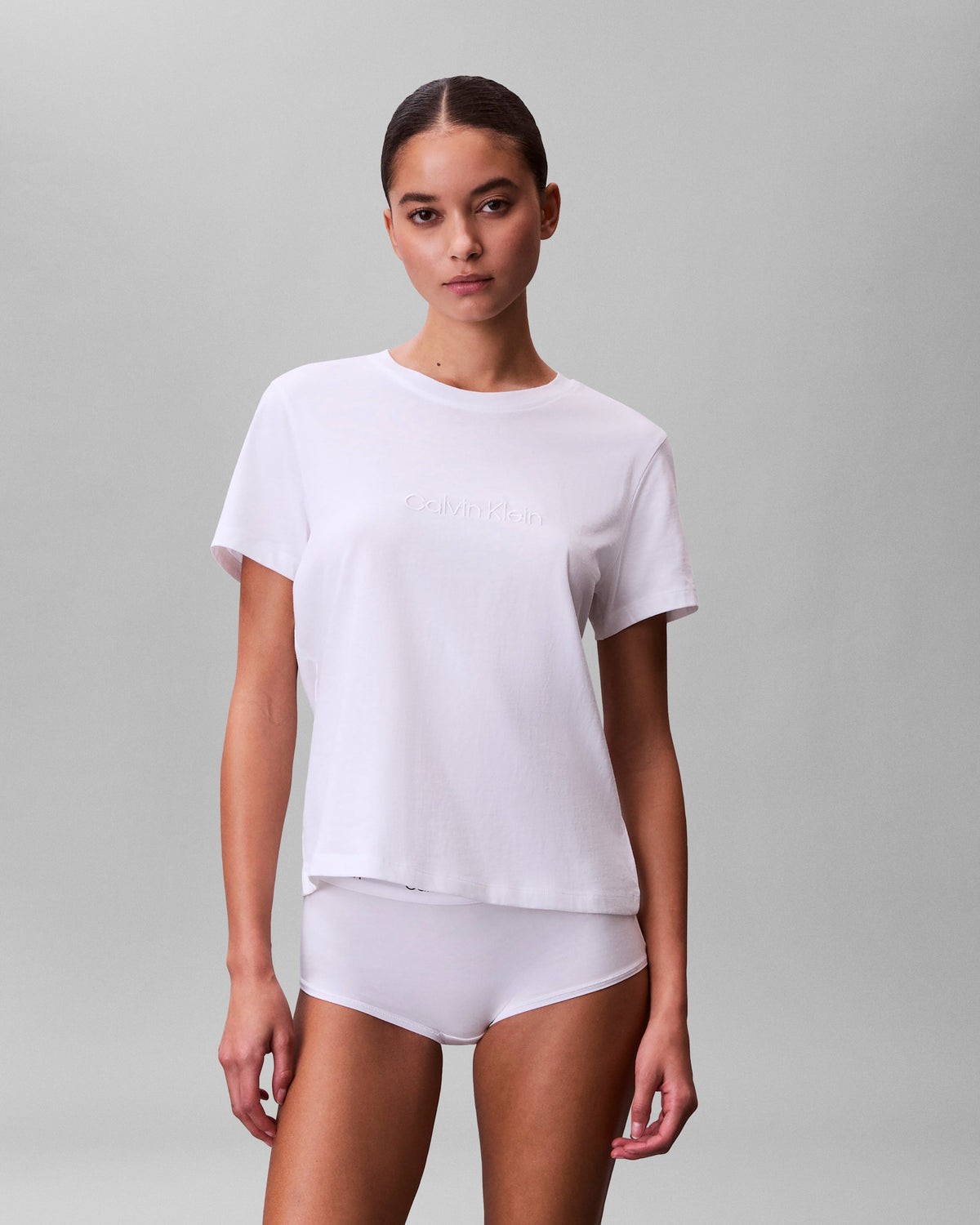 Calvin Klein T-skjorte hvit bomull icon cotton stretch classic, Undertøy Norge Dame Frilin