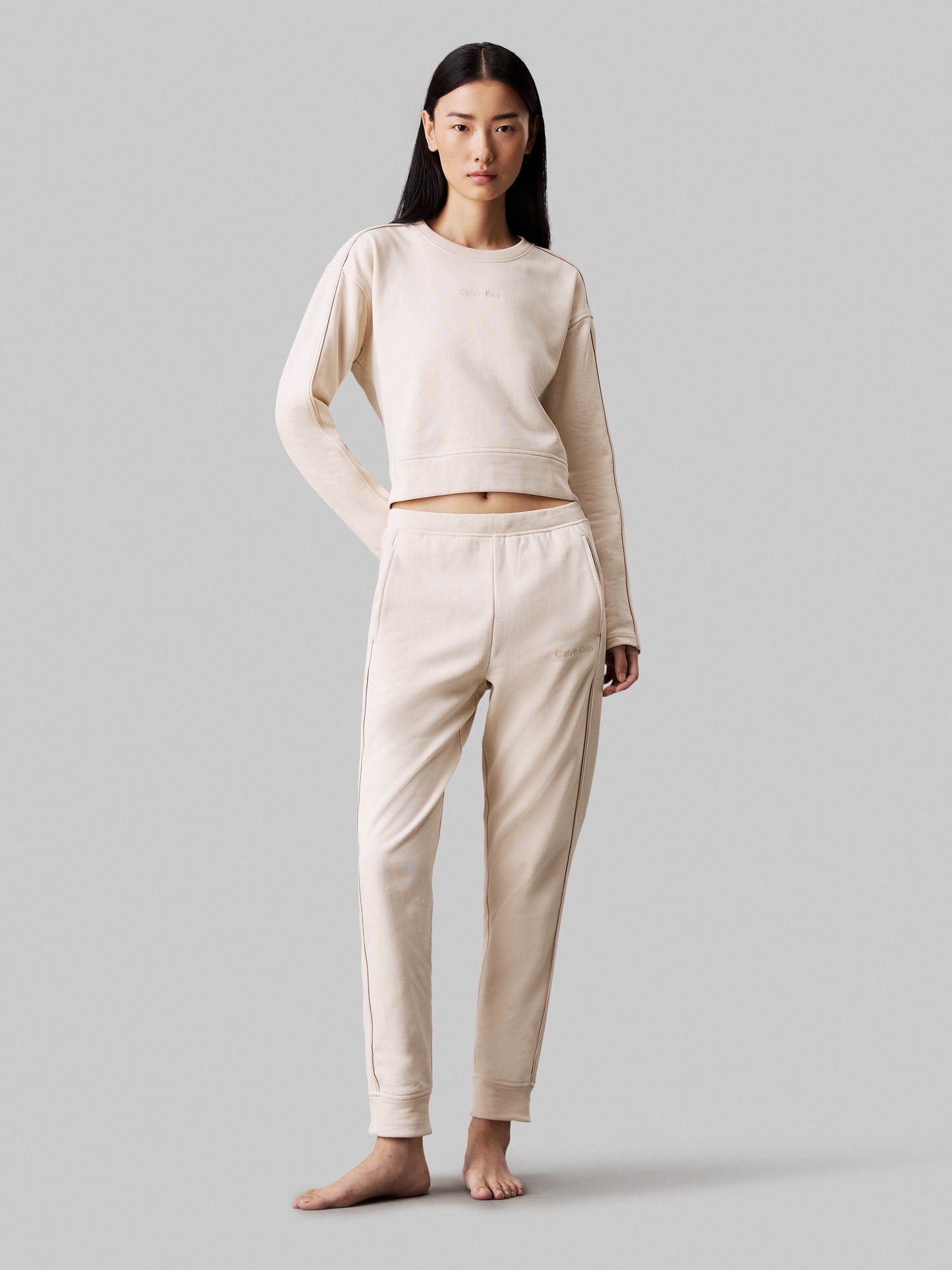 Joggebukse Jogger Calvin Klein loungewear, bomull beige sandshell, norge dame frilin frilin.no