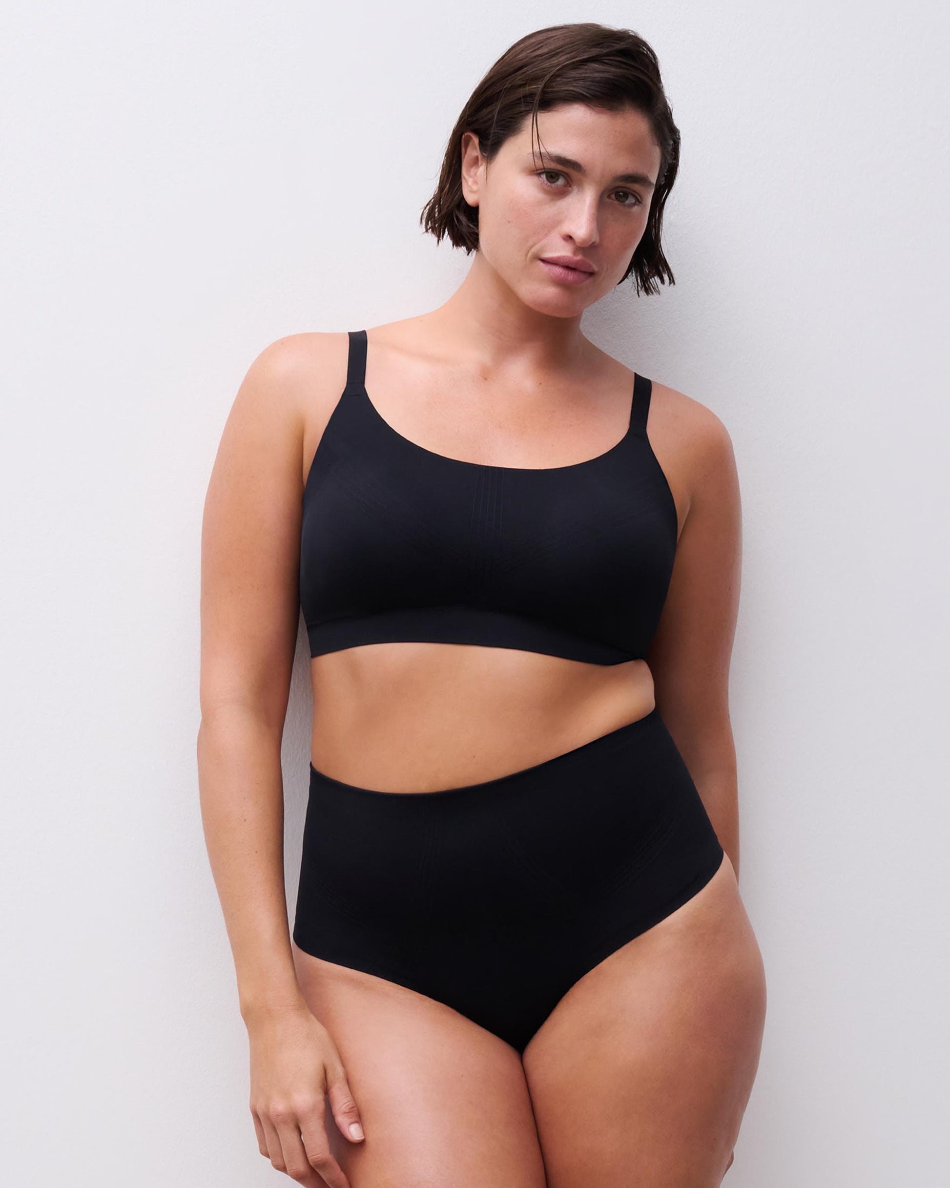 Thong høyt liv shapewear hold-in high waist string, undertøy norge dame, chantelle, svart black