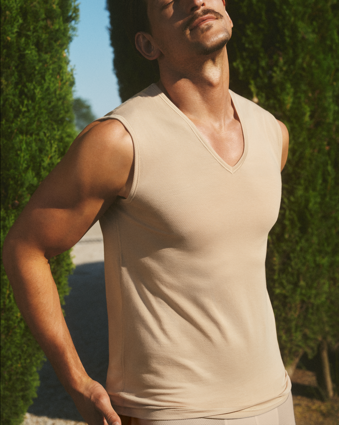 Tank shirt Undertøy herre mann, trøye Dry cotton breeze Mey, bomull hvit beige nude light skin, frilin norge