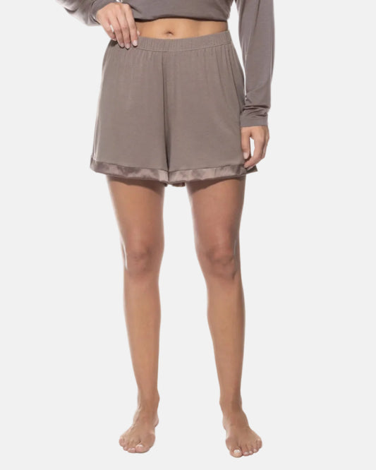 Pysjamas shorts modal loungewear nattøy, beige brun pure chic Mey, norge dame frilin