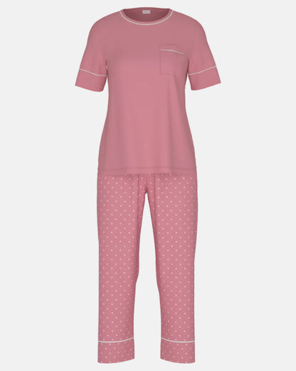 Pysjamas bomull Mey rosa dots rosewood pink, nattøy norge dame frilin undertøy