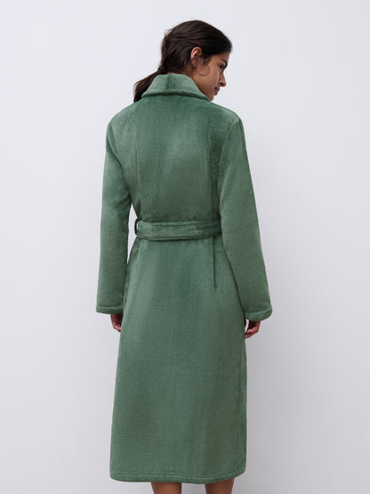 Morgenkåpe badekåpe teddy, Norge dame undertøy, loungewear, Chantelle femilet, grønn grå