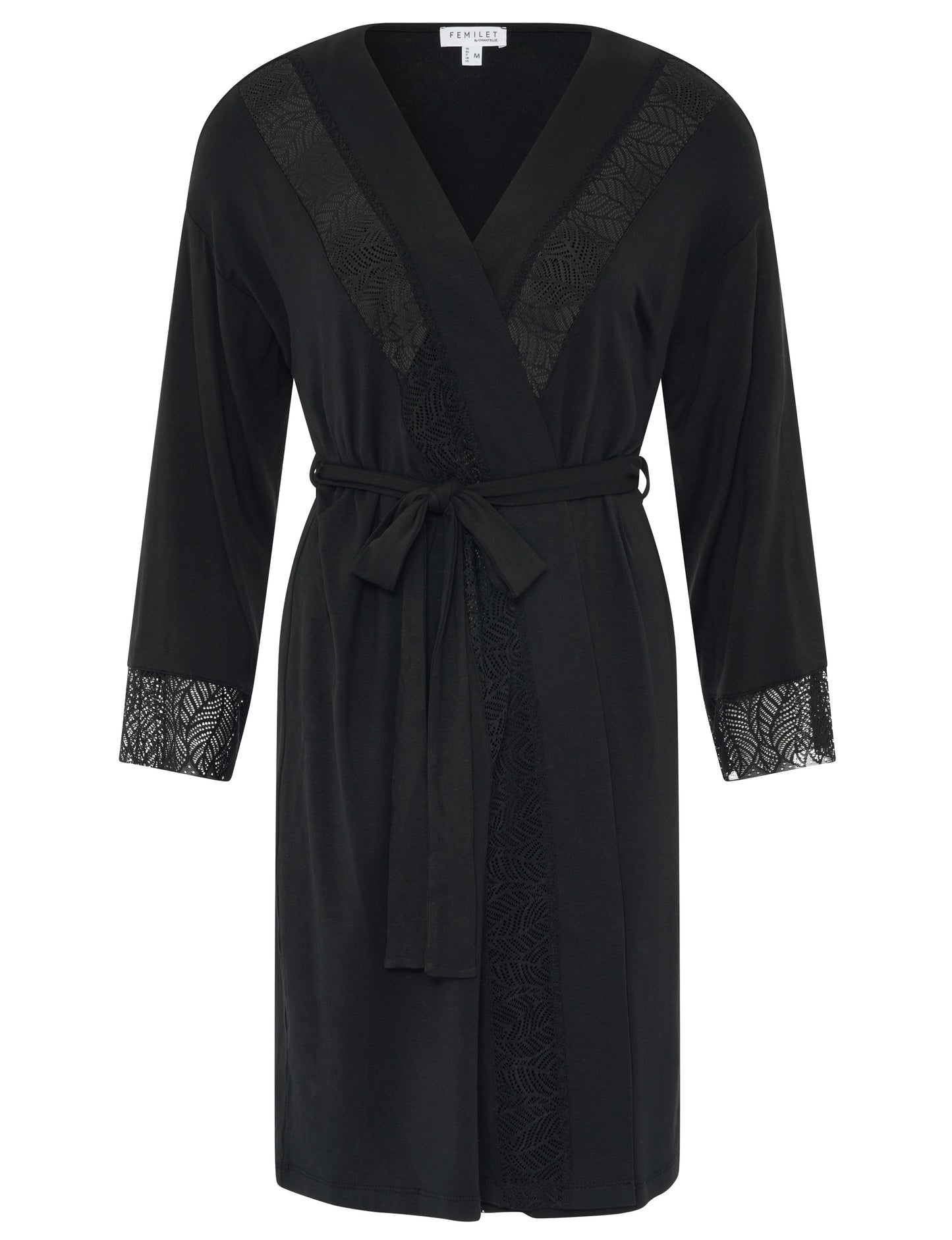 Nattøy kimono morgenkåpe, tencel modal, svart, chantelle