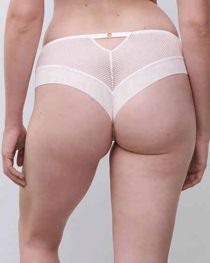 Truse hipster hvit blomster blonde Chantelle fleurs, satin white milk, undertøy norge