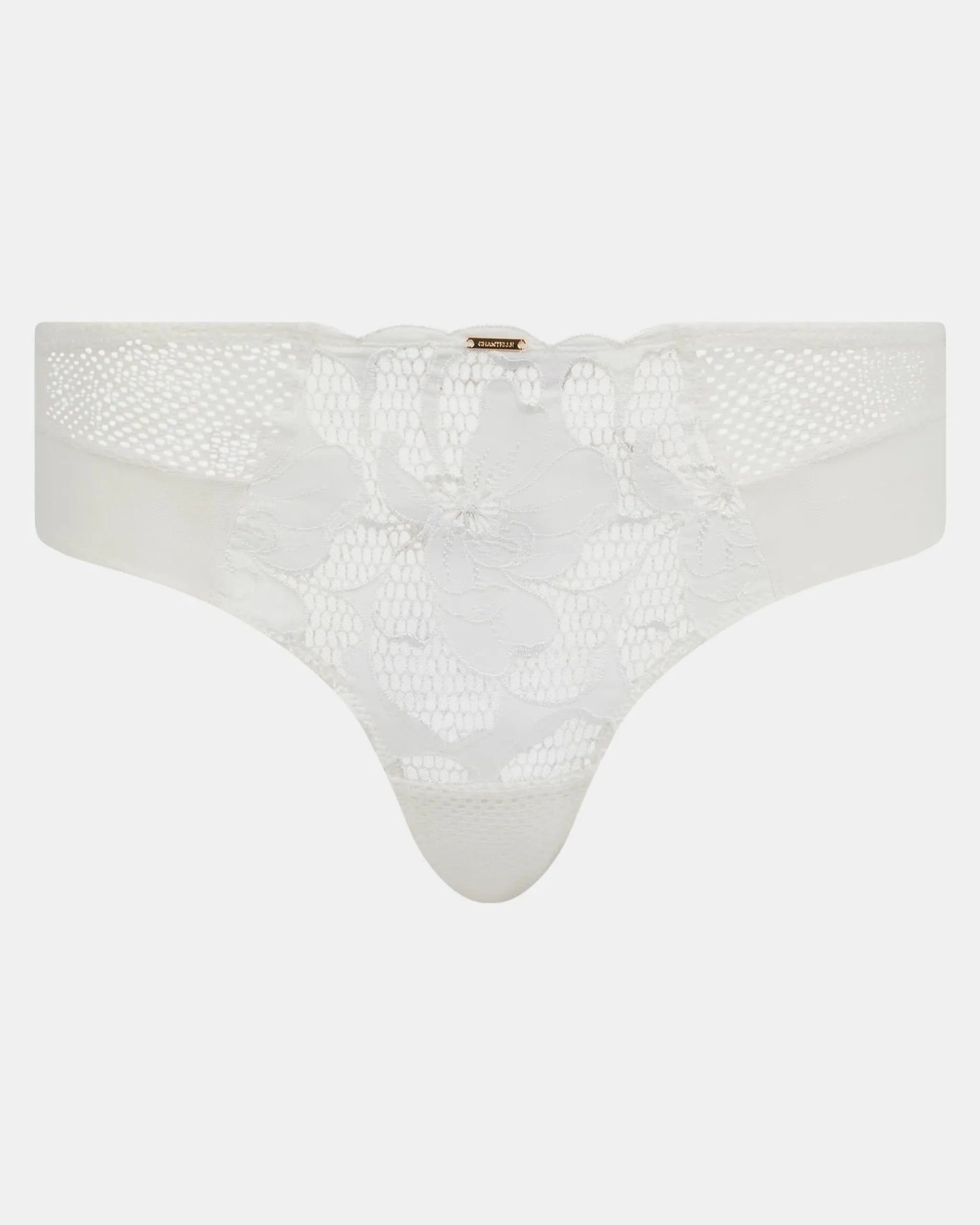 Truse hipster hvit blomster blonde Chantelle fleurs, satin white milk, undertøy norge