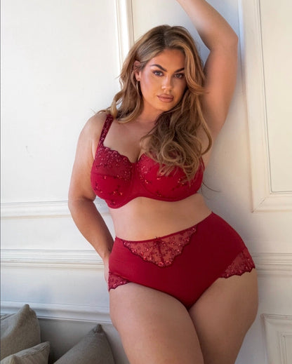 Truse høyt liv high waist Mey delightful rød red, blonde blomster undertøy dame frilin norge