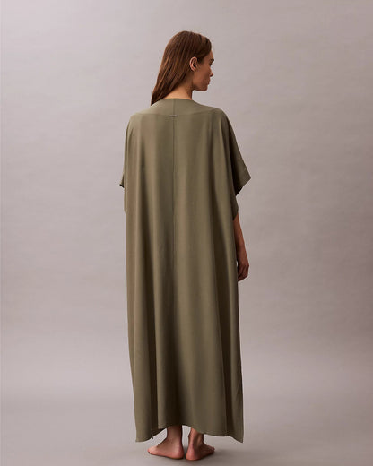 Kaftan kimono Calvin Klein swimwear dusty olive viskose lin, norge frilin