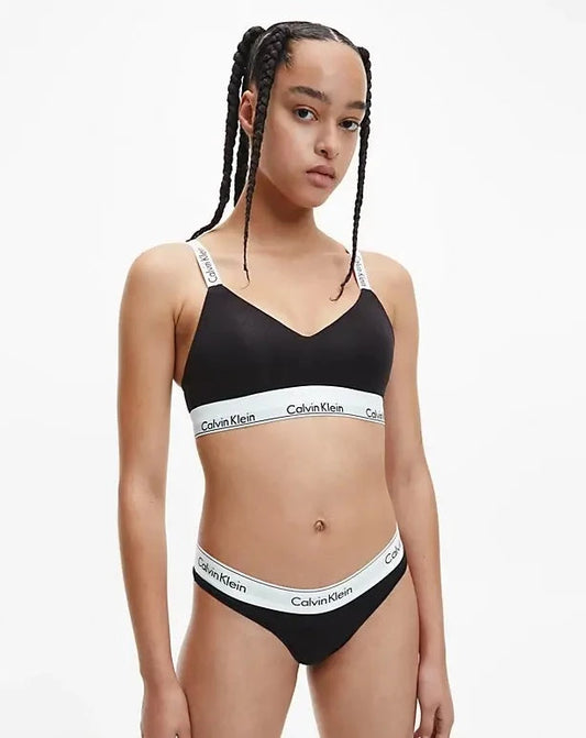 Calvin Klein bralette logo, undertøy bomull svart