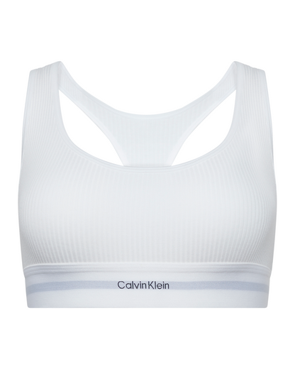 Bralette Calvin Klein bomull rib hvit, cotton modal, frilin