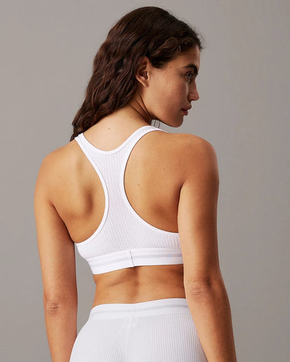 Bralette Calvin Klein bomull rib hvit, cotton modal, frilin