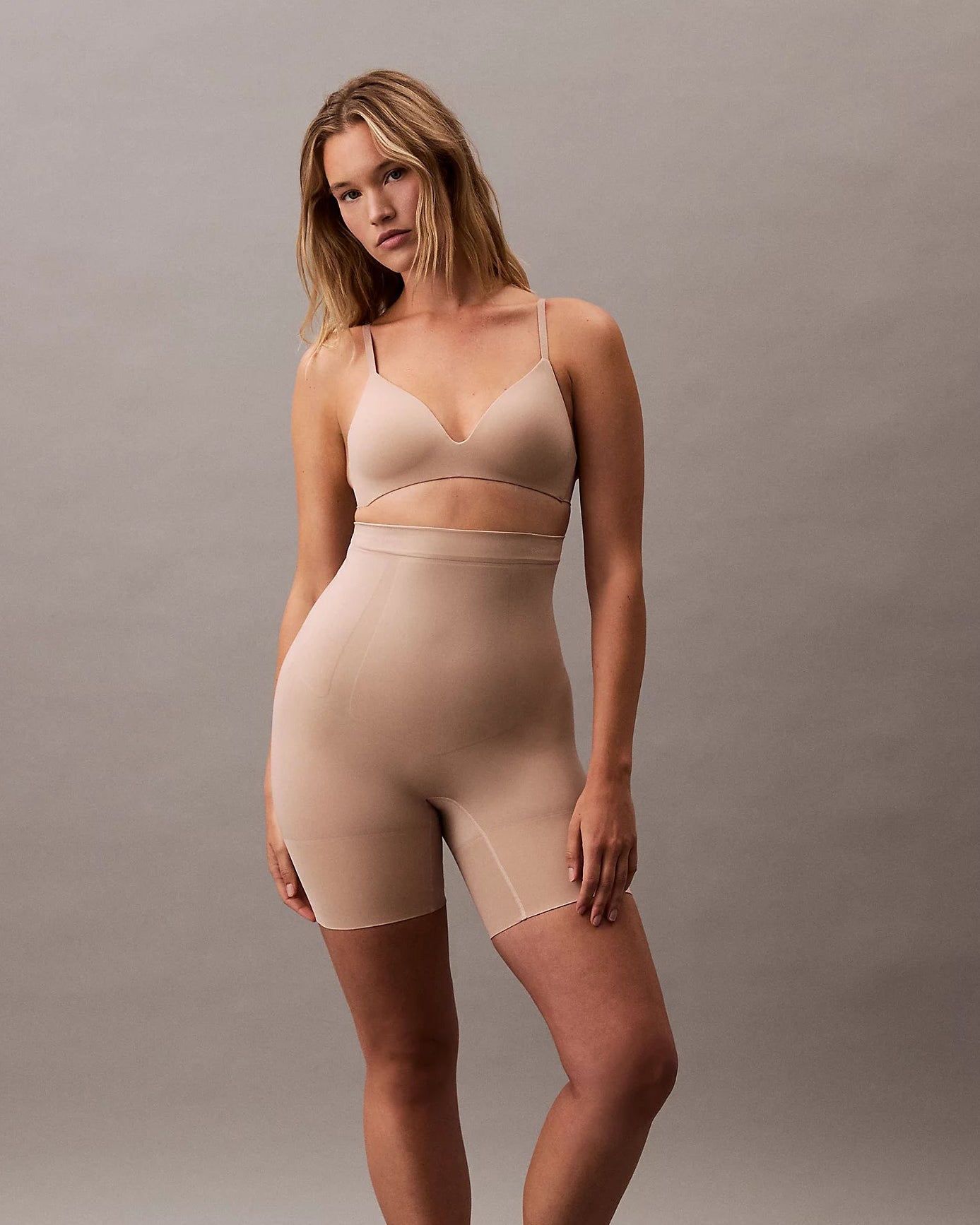 Hold-in shorts Calvin Klein Shapewear high waist høyt liv shaping, nude beige cedar, norge frilin undertøy