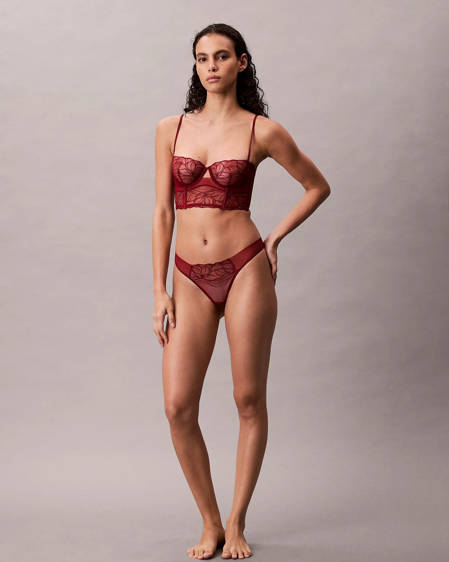thong string calvin klein floral lace fall berry rød, undertøy dame norge frilin
