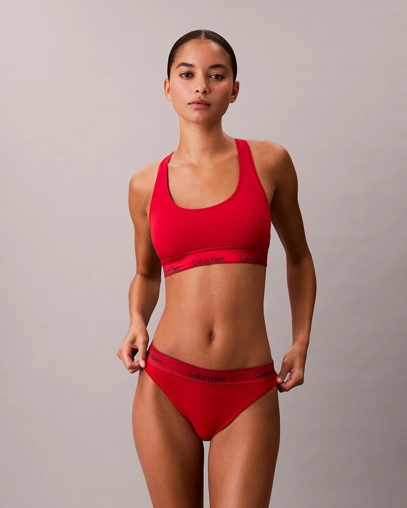 Calvin Klein icon cotton modal bralette rød adrenaline, undertøy dame norge frilin, bomull 
