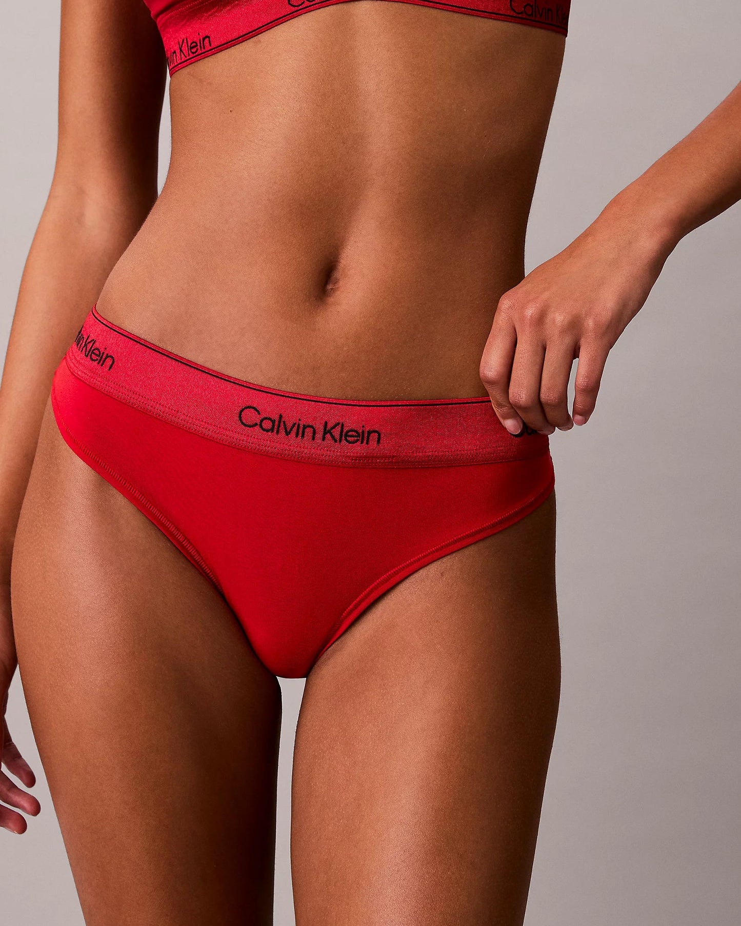 Calvin Klein icon cotton modal thong string rød adrenaline, undertøy dame norge frilin, bomull 