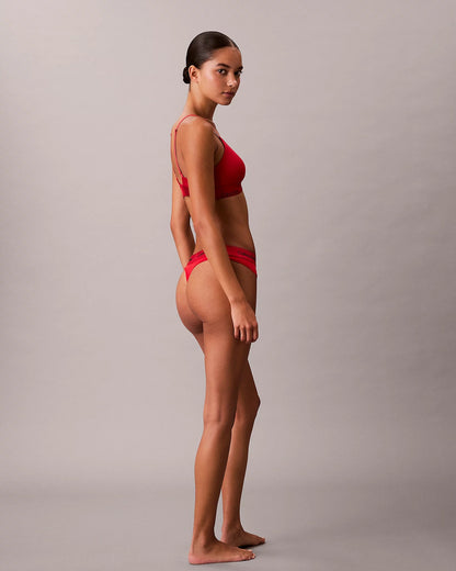Calvin Klein icon cotton modal thong string rød adrenaline, undertøy dame norge frilin, bomull 