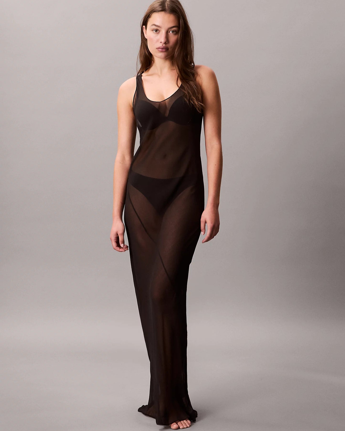 Silke underkjole nattkjole kjole calvin klein sheer silk, undertøy norge frilin