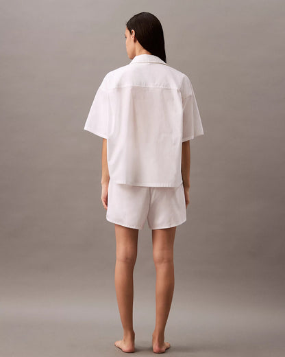Calvin Klein shorts bomull, nattøy pysjamas loungewear, hvit white cotton poplin