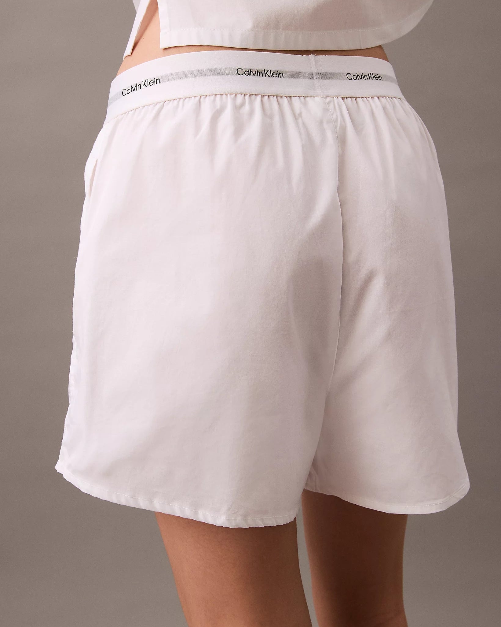 Calvin Klein shorts bomull, nattøy pysjamas loungewear, hvit white cotton poplin