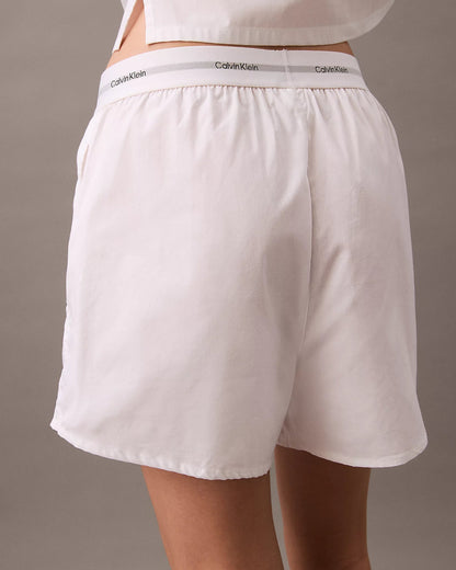 Calvin Klein shorts bomull, nattøy pysjamas loungewear, hvit white cotton poplin