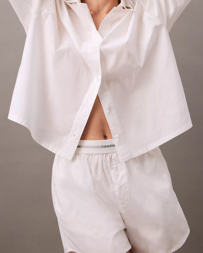 Calvin Klein skjorte bomull, nattøy pysjamas loungewear, hvit white cotton poplin shirt