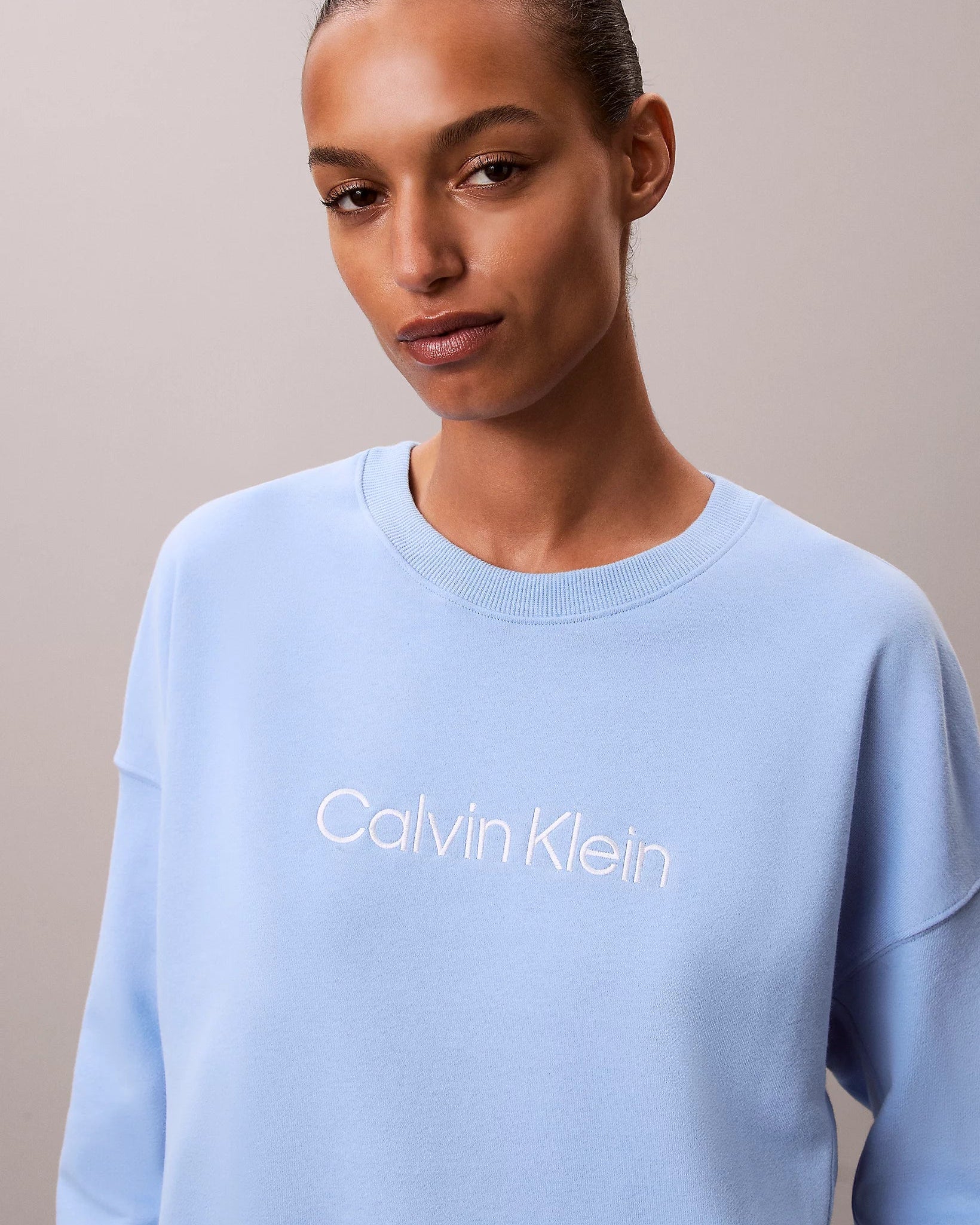 Sweater genser crewneck Calvin Klein loungewear, undertøy norge dame, bomull blå frozen