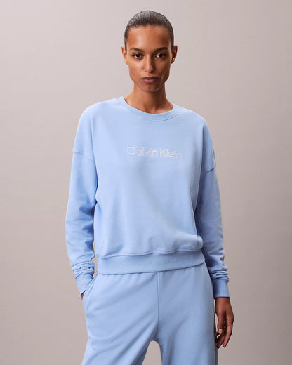 Sweater genser crewneck Calvin Klein loungewear, undertøy norge dame, bomull blå frozen