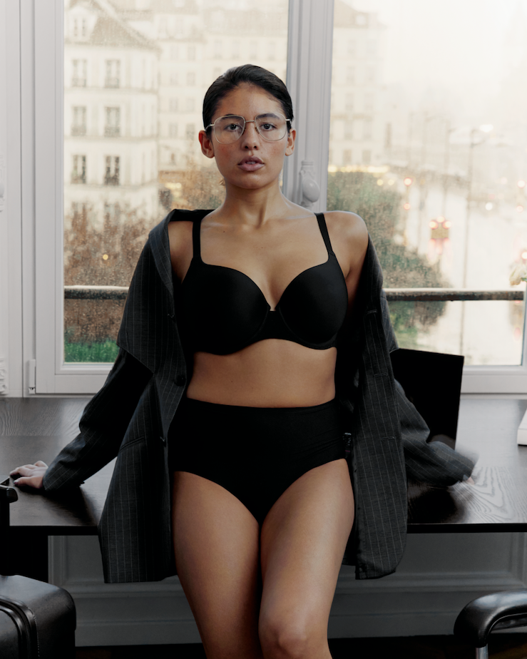 t-skjorte-BH full cup glatt, Chantelle Norah black svart, Undertøy frilin norge dame
