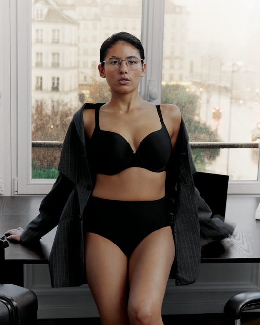 t-skjorte-BH full cup glatt, Chantelle Norah black svart, Undertøy frilin norge dame