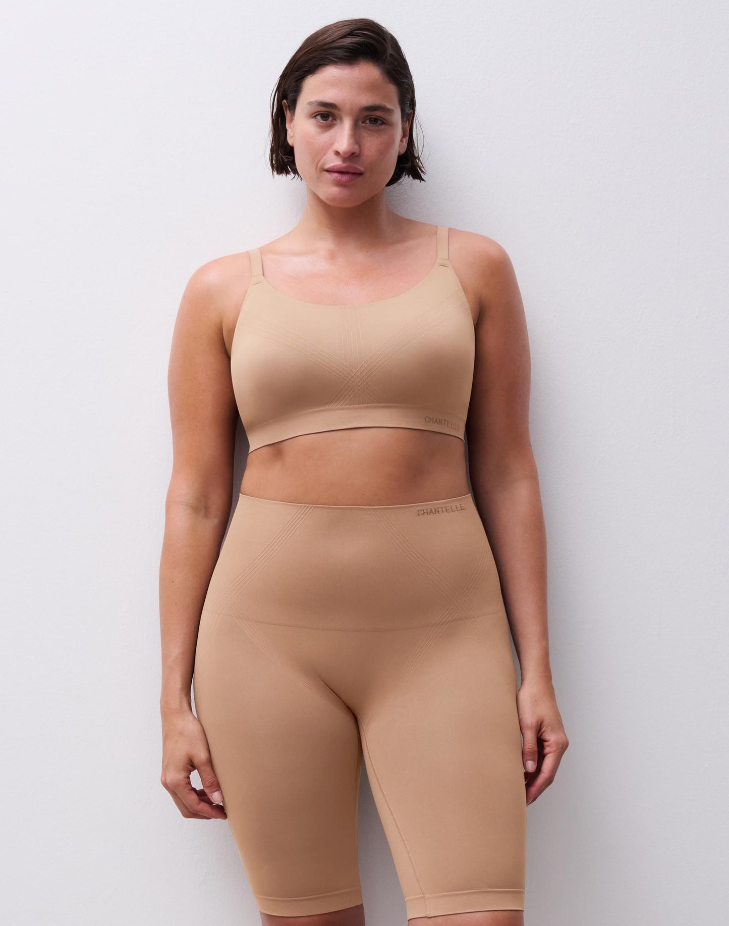 Shapewear hold-in shorts lang, undertøy norge dame, chantelle, beige tan brun terracotta