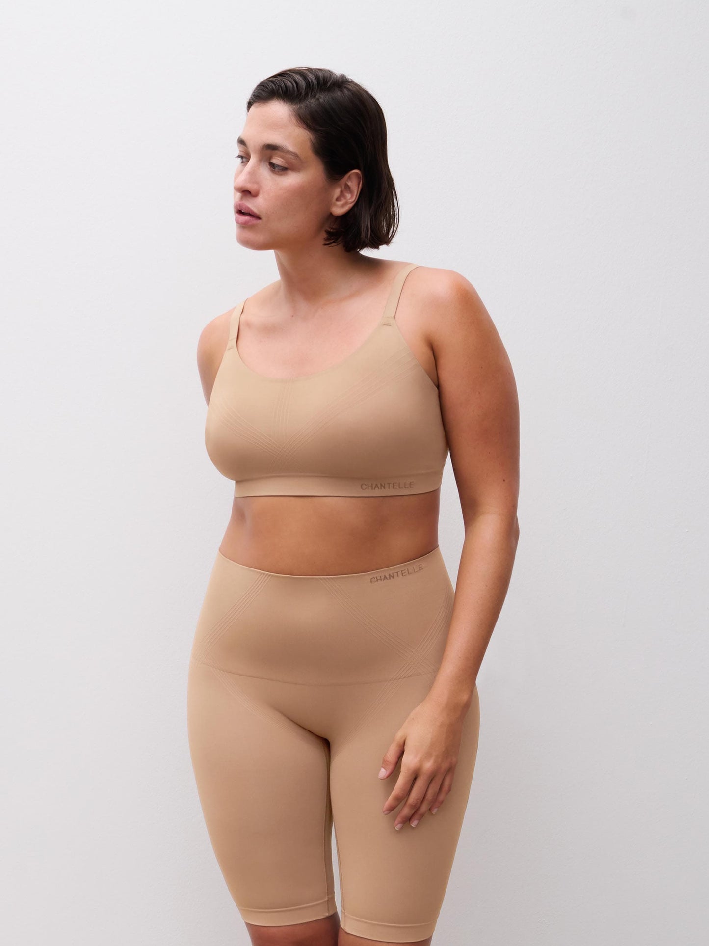 Shapewear hold-in shorts lang, undertøy norge dame, chantelle, beige tan brun terracotta