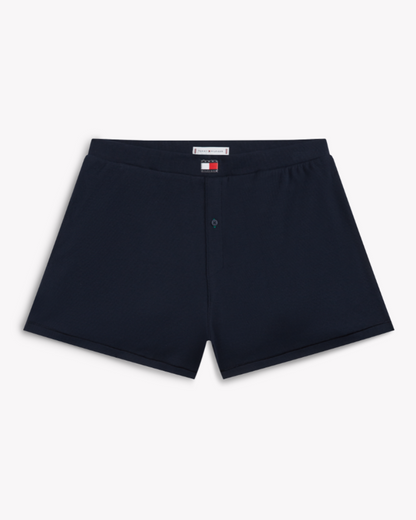 Shorts loungewear Tommy Hilfiger ribbet bomull cotton, blå dark navy, Nattøy undertøy dame norge frilin