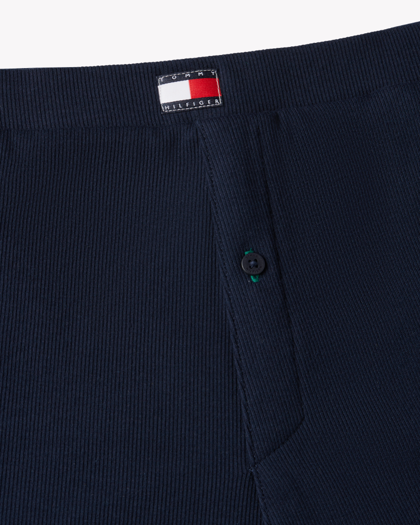 Shorts loungewear Tommy Hilfiger ribbet bomull cotton, blå dark navy, Nattøy undertøy dame norge frilin