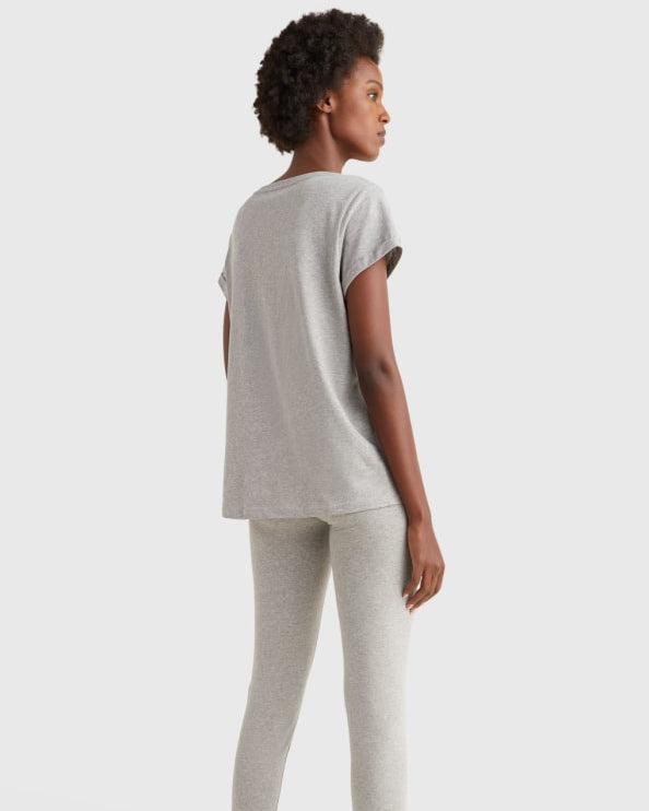 T-skjorte grå logo classic Tommy Hilfiger bomull grey heather, Undertøy Loungewear Norge Frilin