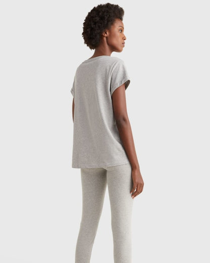 T-skjorte grå logo classic Tommy Hilfiger bomull grey heather, Undertøy Loungewear Norge Frilin