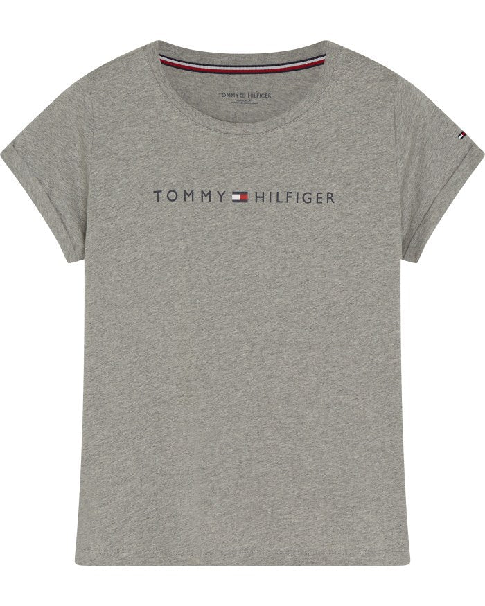 T-skjorte grå logo classic Tommy Hilfiger bomull grey heather, Undertøy Loungewear Norge Frilin