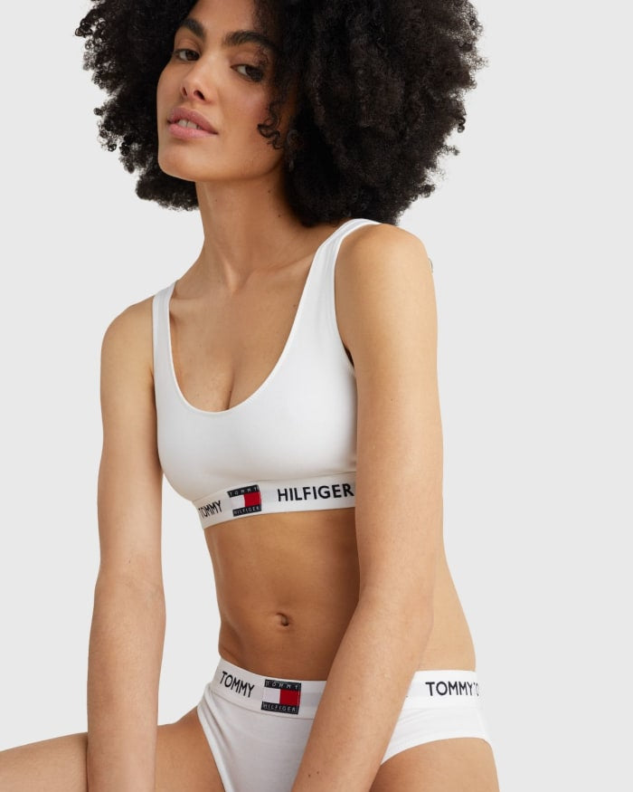Bralette Tommy Hilfiger heritage classic logo cotton white hvit bomull topp, undertøy frilin norge
