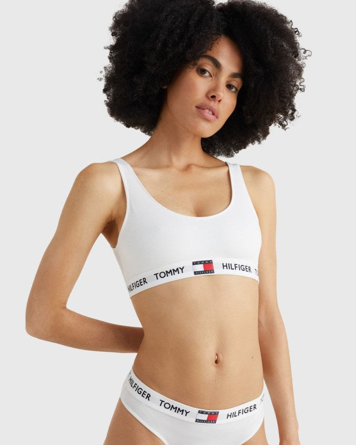 Bralette Tommy Hilfiger heritage classic logo cotton white hvit bomull topp, undertøy frilin norge