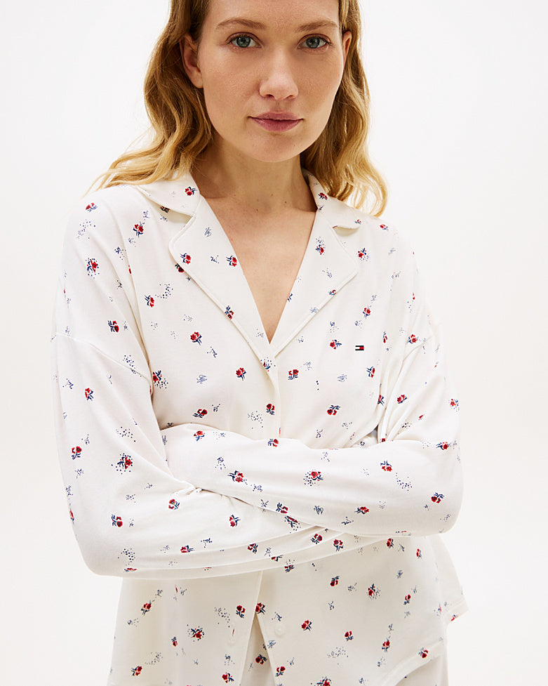 Nattøy loungewear pysjamas Tommy Hilfiger bomull cotton modal, skjorte shirt essential print, dame norge frilin